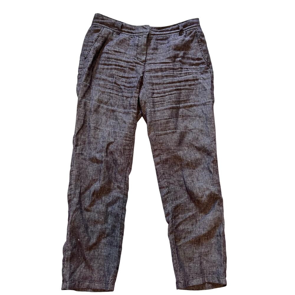 Boden linen cropped pants nubby texture size 6 artsy lagenlook casual coastal